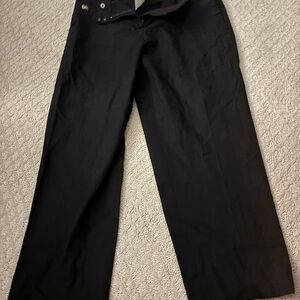 J. Crew Factory Black Wide-Leg Linen Trousers